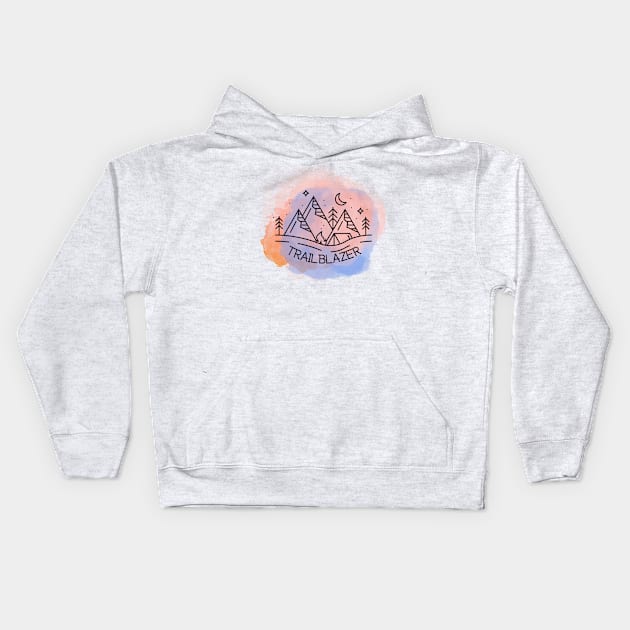 Watercolor Trailblazer Kids Hoodie by Unicorns and Farts